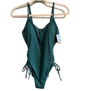 Shade & Shore NWT Women’s Green One-Piece Swimsuit with Side Ties Size S (4-6)